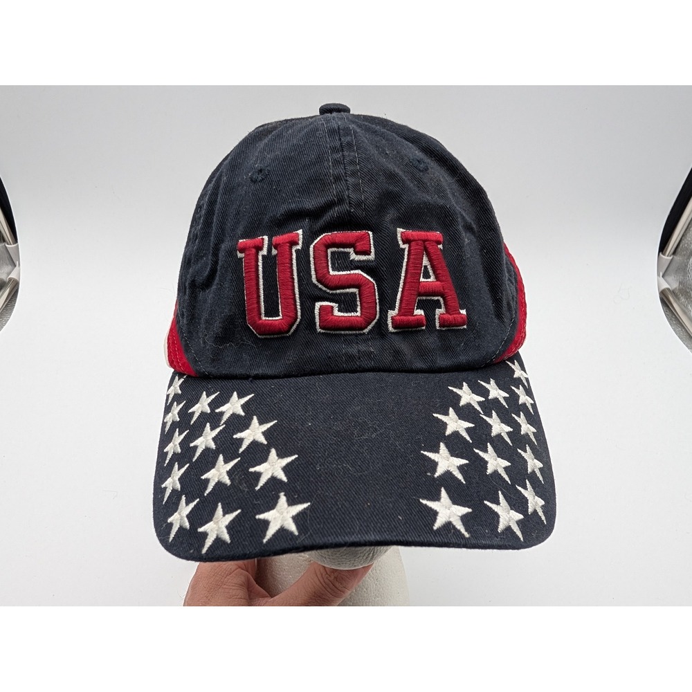 Triple Timber Washington DC USA Patriotic Hat Navy Blue Stars Stripes Cotton Cap